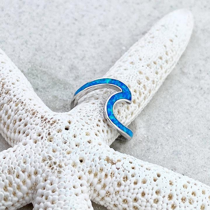 Captivating Opal and Silver Ocean Wave Ring - Livia