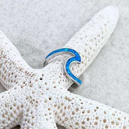 Captivating Opal and Silver Ocean Wave Ring - Livia