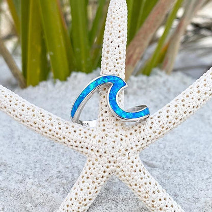 Captivating Opal and Silver Ocean Wave Ring - Livia