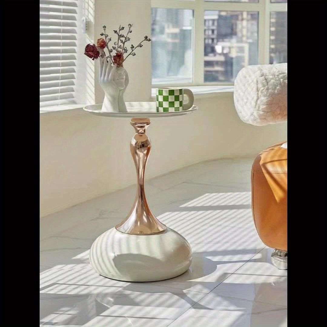 Modern side table with ceramic base and metal legs – 55 cm high | Skanto