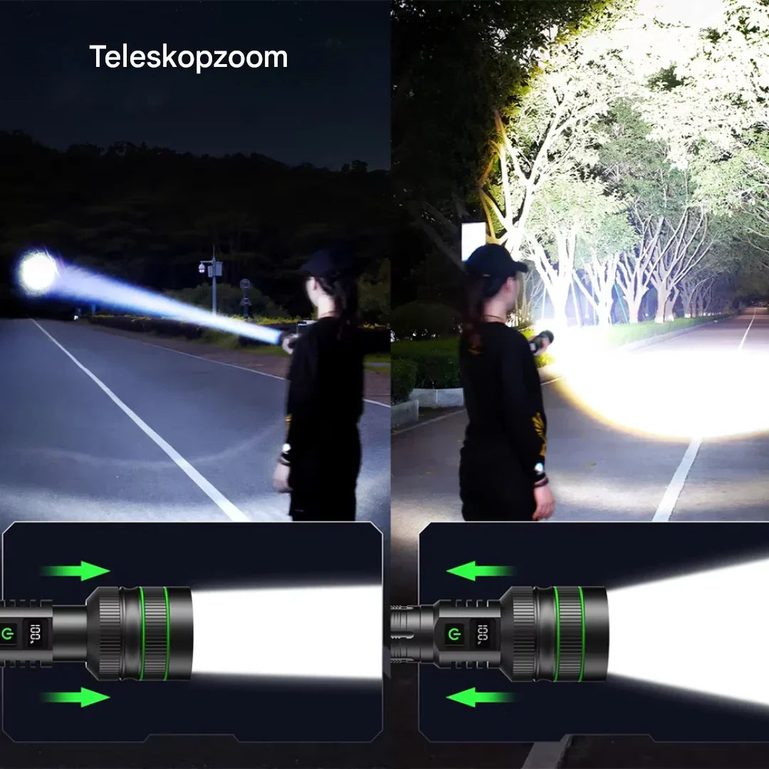 Skanto | Extremely Bright and Zoomable LED Flashlight with Power Bank Function for Outdoor Adventures