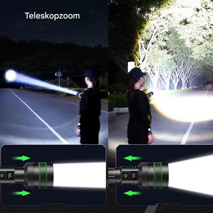 Skanto | Extremely Bright and Zoomable LED Flashlight with Power Bank Function for Outdoor Adventures