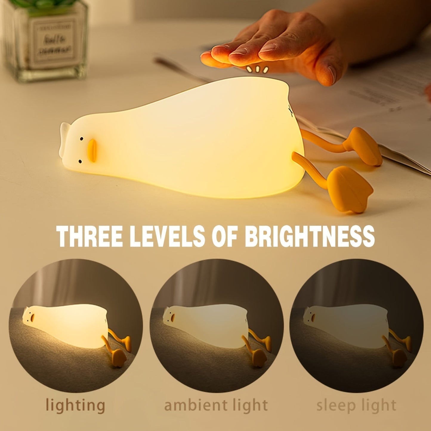 Skanto | Sleeping Duck Lamp - Rechargeable Dimmable Silicone Night Light