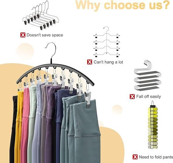 Leggings Organizer Hanger with Rubber Clips | Bowlift