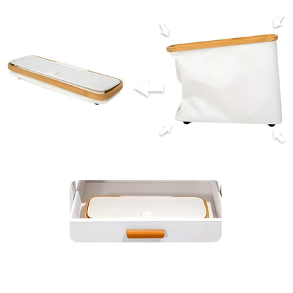 Large Toilet Paper Holder with Lid – Space-Saving and Foldable | Wood Frame for Bathroom and Toilet | Skanto