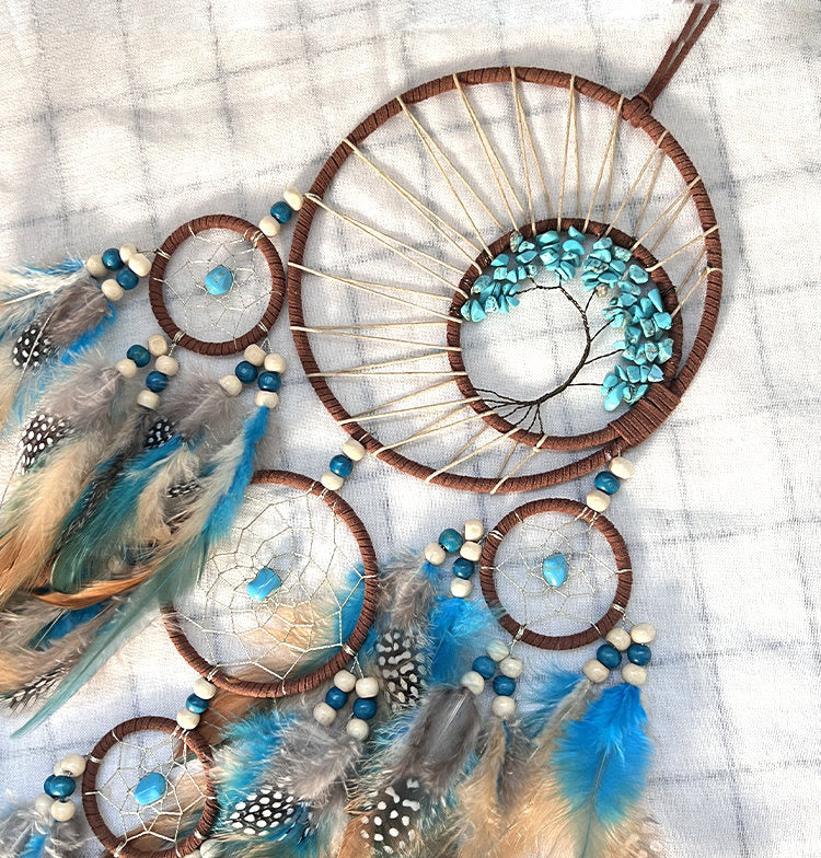 Brehn Turquoise Tree of Life Feather Dreamcatcher