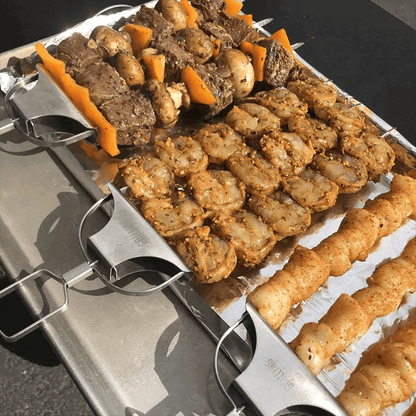 BowLift | Stainless Steel 3-Prong BBQ Grill Skewers