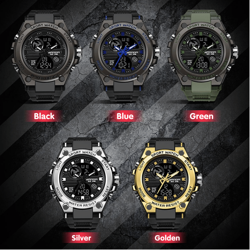Karnz | Sporty Dual-Display Mode Multifunctional Waterproof Luminous Men's Wristwatch