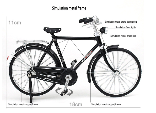 Full-scale bicycle model for self-assembly