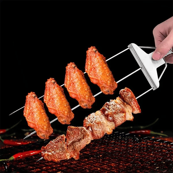 BowLift | Stainless Steel 3-Prong BBQ Grill Skewers
