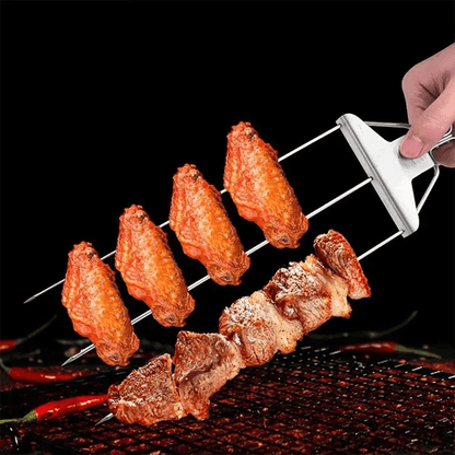 BowLift | Stainless Steel 3-Prong BBQ Grill Skewers
