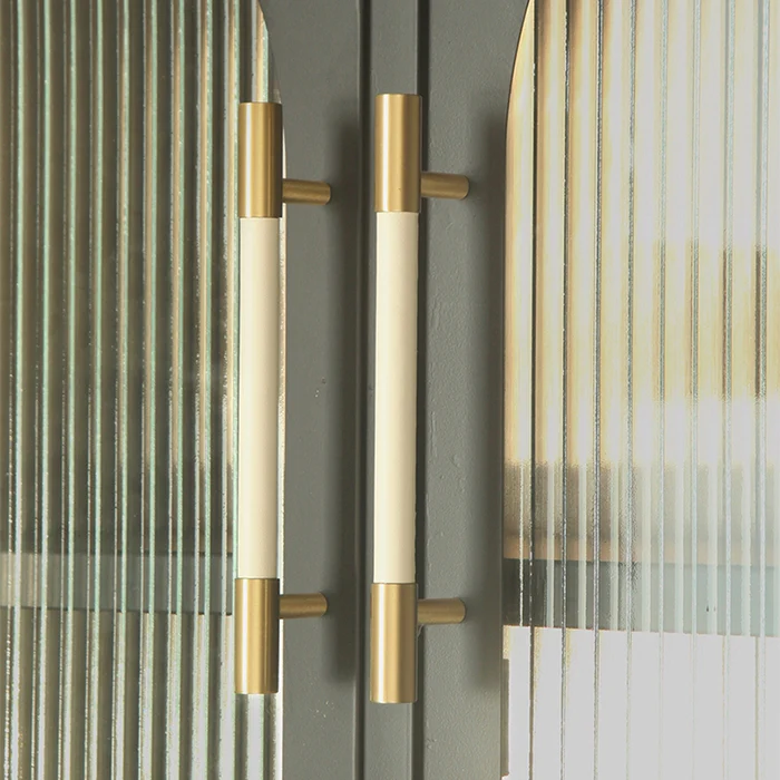 Skanto | Brass Solid Leather Handmade Cabinet Handles Drawer Inserts