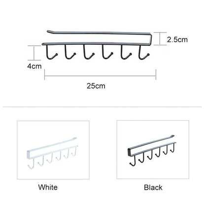 BowLift | 6 Hooks Under-Cabinet Hanger Rack