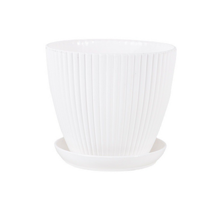 BowLift | Flower pot with groove structure and saucer – Sturdy plastic pot for plants