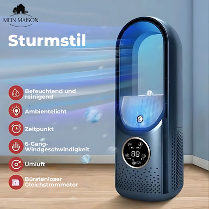 Airevo Air Cooler | Bladeless USB Fan | 6 Speeds | Quiet & With Timer | Humidification | Brehn