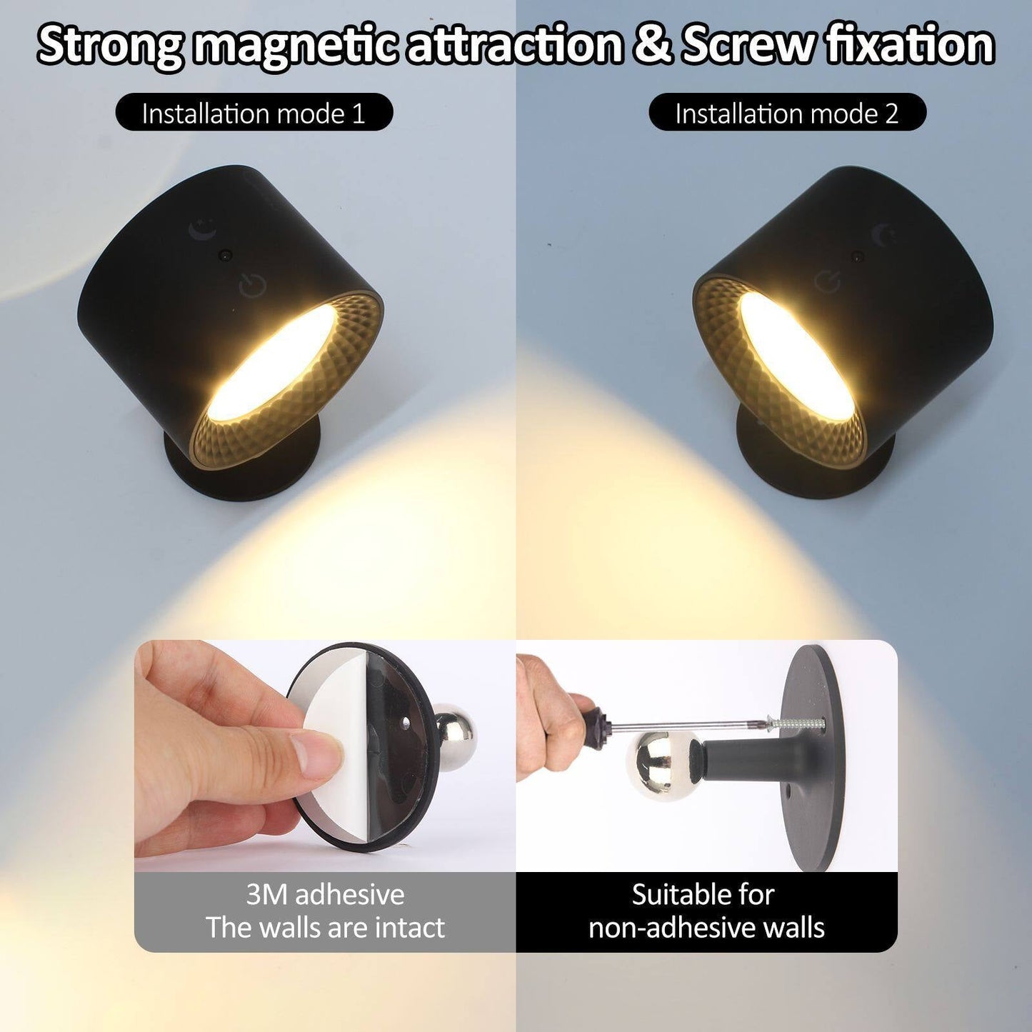 Skanto | LED Wall Lamp - Rechargeable, Magnetic & Dual-Sided Lighting for Indoor Use