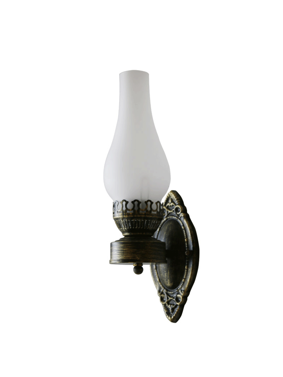 1-light Antique Kerosene Iron Wall Light Fixture with Glass Shade in Bronze | Karnz