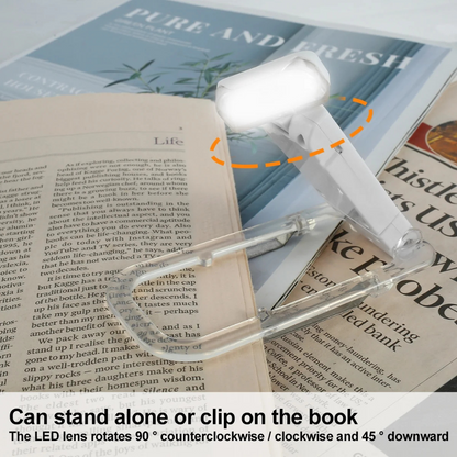 Skanto | Reading Light - Adjustable LED Clip Light with Rechargeable Battery, USB Powered for Bedside Reading, Best for Bookworms and Kids