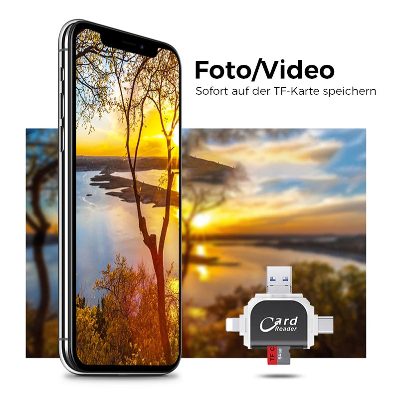 Skanto | 4-in-1 Universal SD TF Card Reader with Multiple Connections