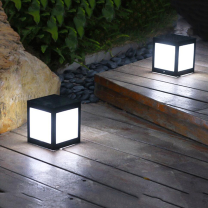 BowLift | Solar LED garden lantern in square design – decorative outdoor lighting for paths and terrace