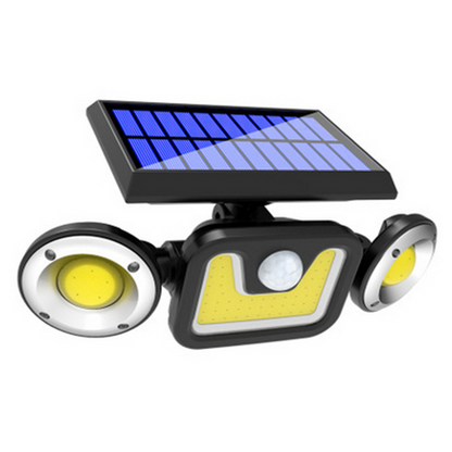 BowLift | Solar LED Floodlight with Motion Sensor – 3-Head Outdoor Security Lighting for Garden, Driveway & Garage