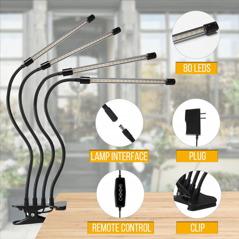 Skanto | Grow Light with 4 Flexible Arms and Dimmer for Indoor Gardens