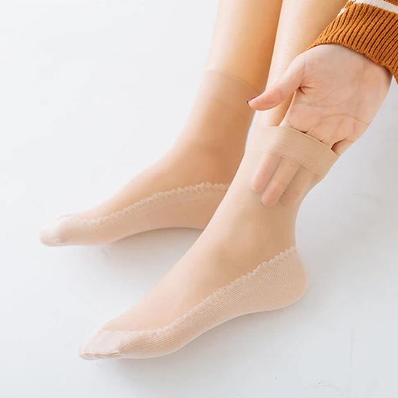 BowLift | Silky Anti-Slip Cotton Socks, 5 Pairs