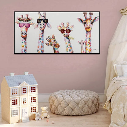 Cartoon Giraffe - Canvas Wall Art Painting | Skanto
