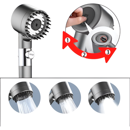 HydroPower Shower Head – High-pressure shower head with 3 spray modes and massage brush