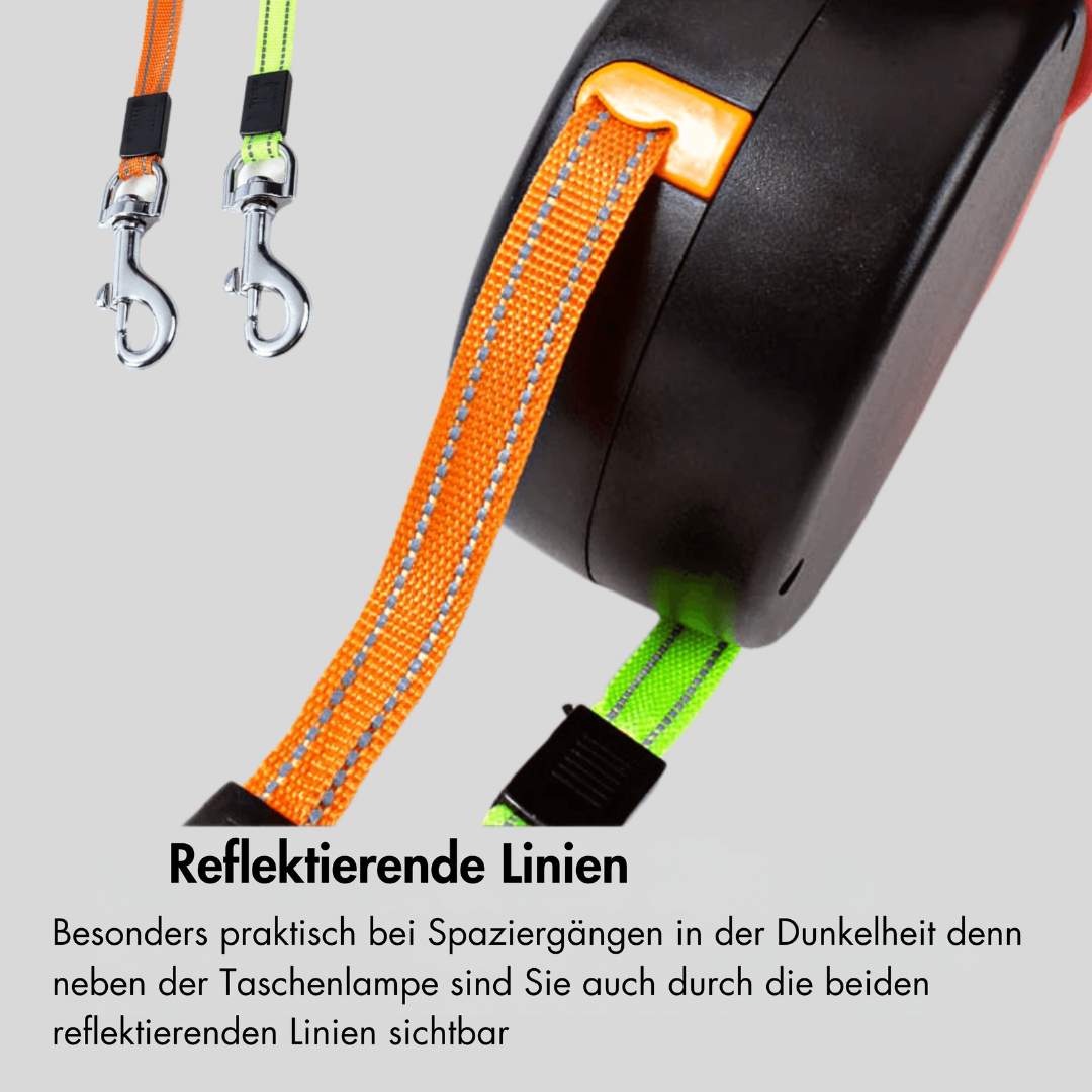 Skanto | DuoLeash Double Dog Leash – Retractable & Tangle-Free with Flashlight