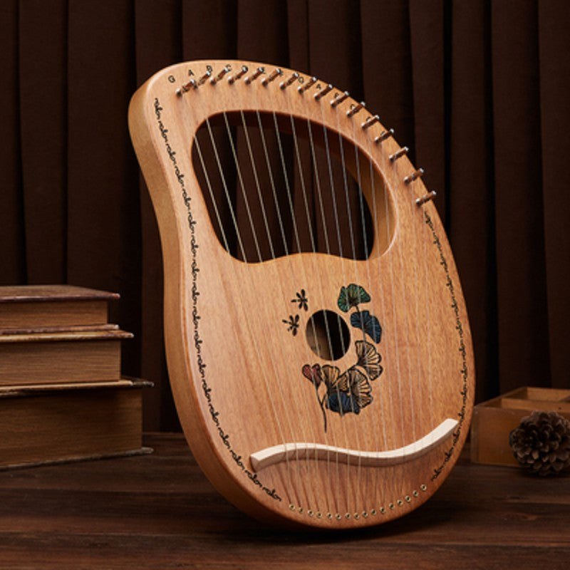 Skanto | Classic 16-String Lyre Harp with Metal Strings, Tuning Tool, Extra Strings, Manual, and Bag, for Beginners and Professionals