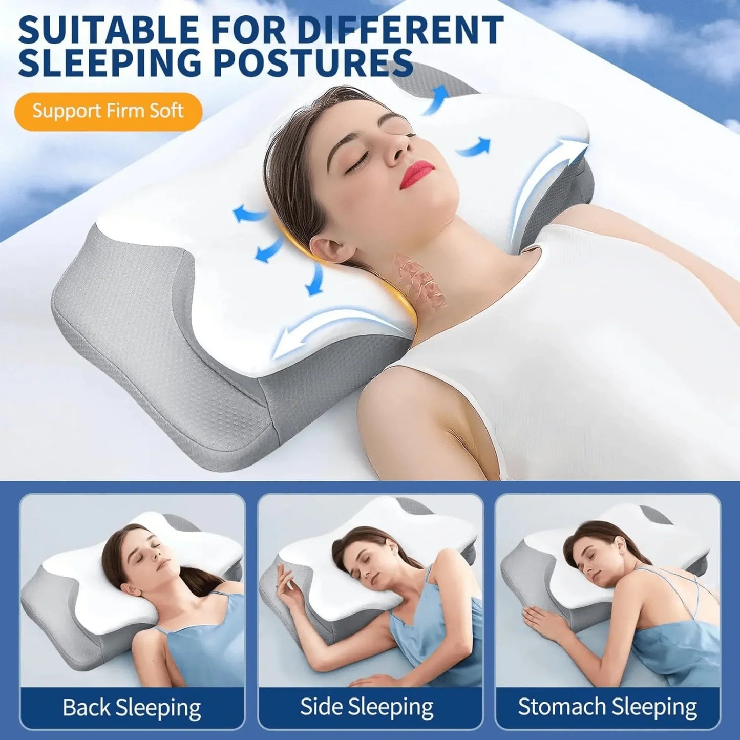 Skanto | Butterfly Memory Foam Pillow - Orthopedic Pain Relief Shaped Pillow