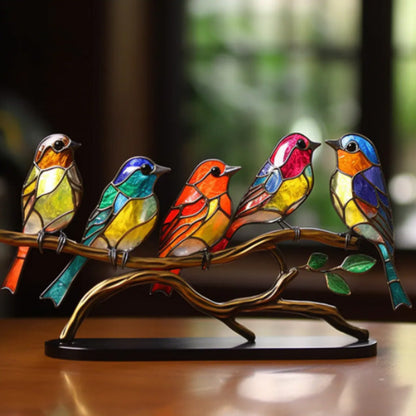 BowLift |Bird on Branch Metal Painted Desktop Ornament