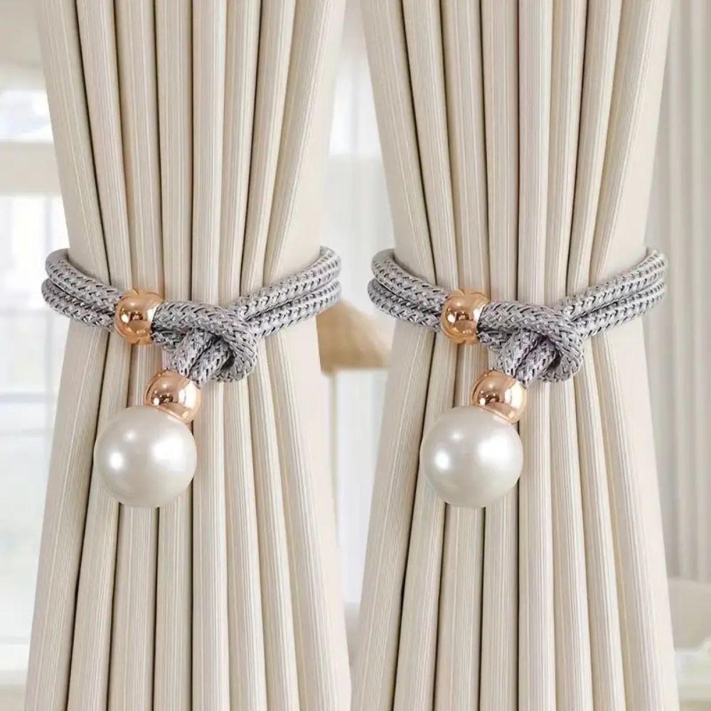 BowLift | Lustrous Pearl Curtain Tie Back | 2 Pcs Set