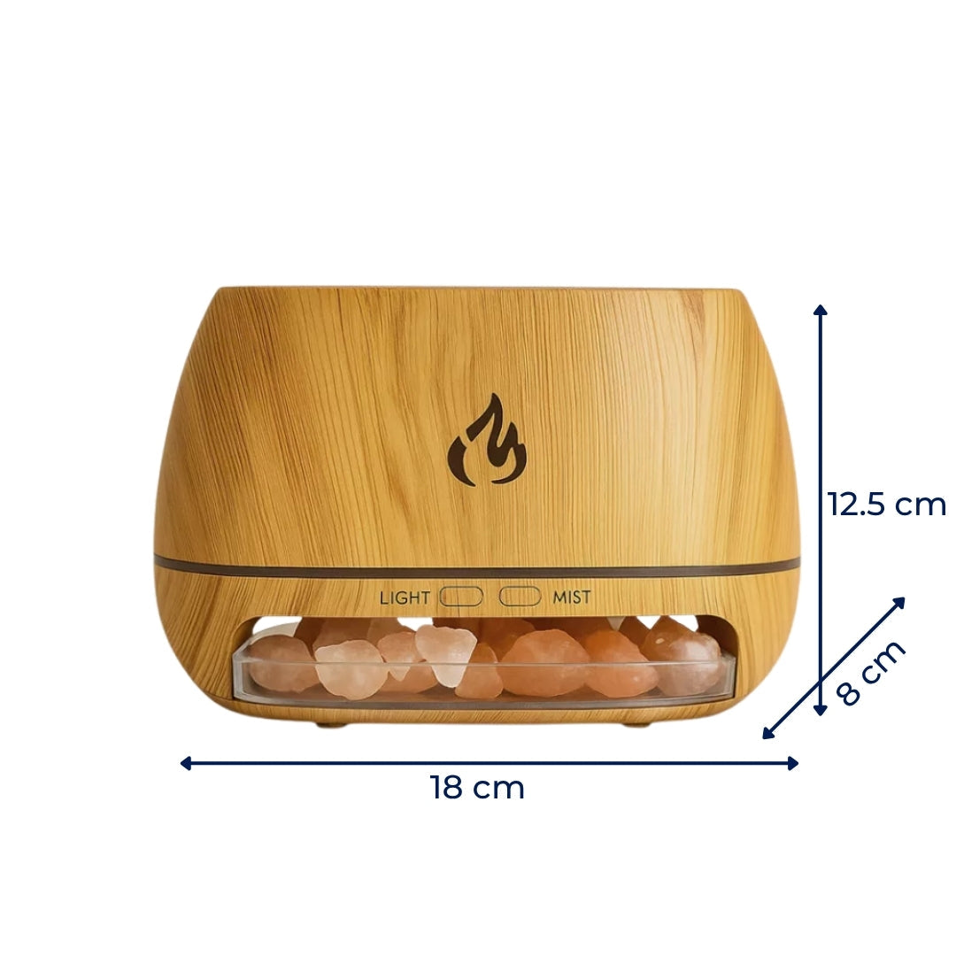 Soothes dry air and aids sleep – Himalayan salt crystal, quiet mist, and calming home environment wellness bowl