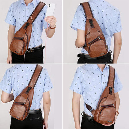 Shoulder bag crossbody bag for men with USB charging port | Bowlift
