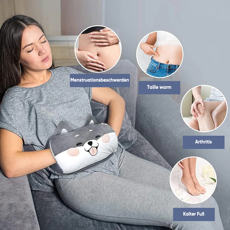 Refillable plush hot water bottle belt