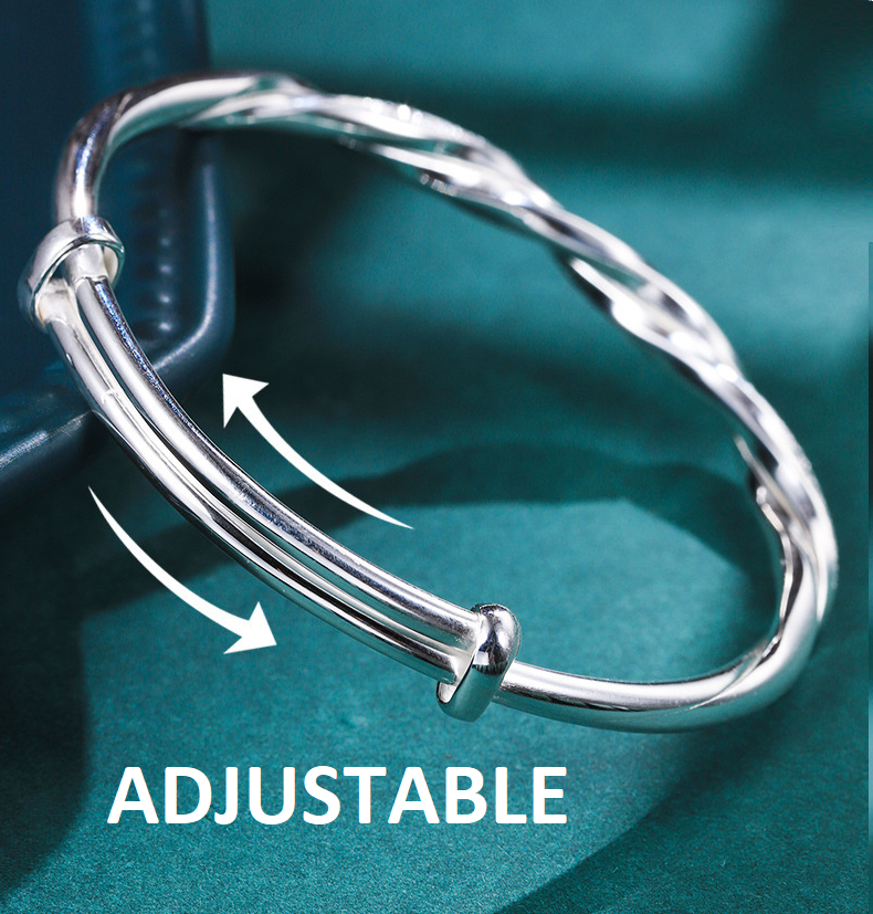 Elegant Twisted Silver Bracelet Bowlift