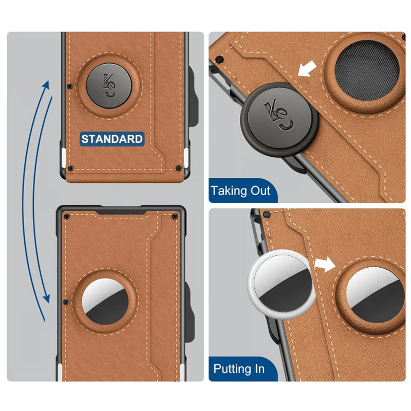 BowLift | Men's Business Style PU Leather Card Slots for AirTag
