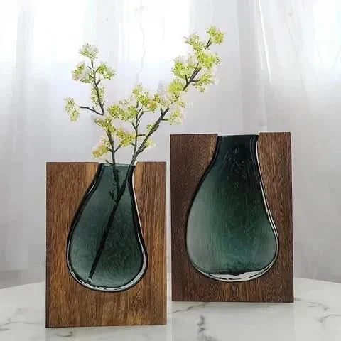 BowLift | Scandinavian Glass Vase with Wooden Accent for Modern Interiors
