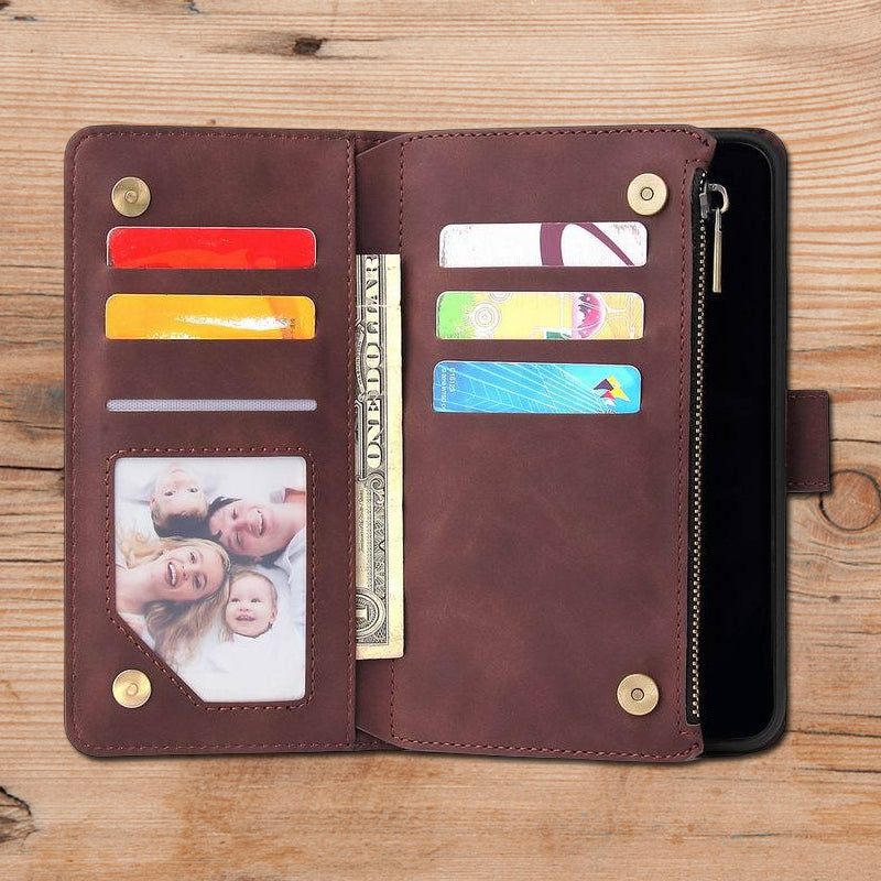 Skanto | Multi-card Zipper Pocket Leather Case for iPhone