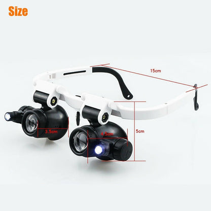 Skanto | Headband Magnifier 8 Lenses LED Light Jewelers Glasses