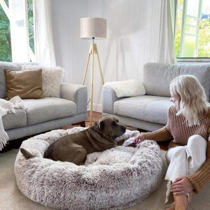 Skanto | Long Plush Donut Pet Bed with Washable Cover and Non-Slip Bottom