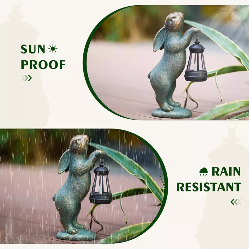 Skanto Statues Rabbit with Solar Lamps Outdoor Light Rabbit Figurines Decorations
