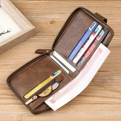 BowLift | Men's New Short Fashion Multi-Cards Horizontal Zipper Wallet