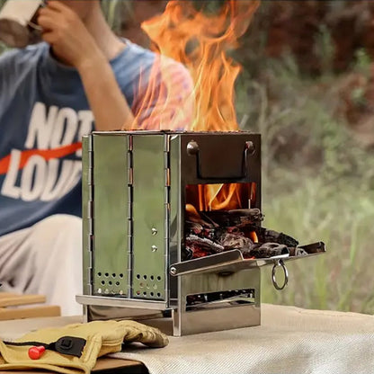 Skanto | Outdoor Folding Wood Stove Mini Stainless Steel Grill Camping Picnic