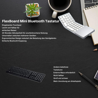 Skanto | Foldable Bluetooth Keyboard | Built-in Touchpad | Black