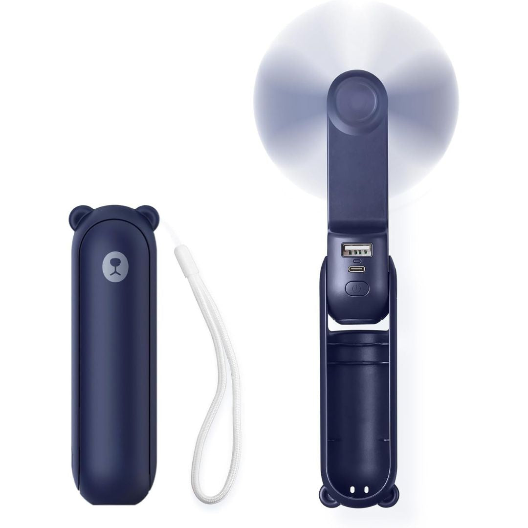 3 In 1 Handheld Mini Ventilator | USB Rechargeable, Foldable Design & Ideal for Travel, Camping and Outdoor Activities | Karnz
