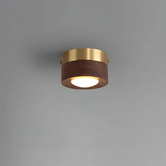 Walnut ceiling light with LED spot