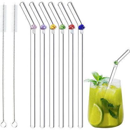6 PCS Reusable Stained Glass Straws with Cleaning Brush | Bowlift